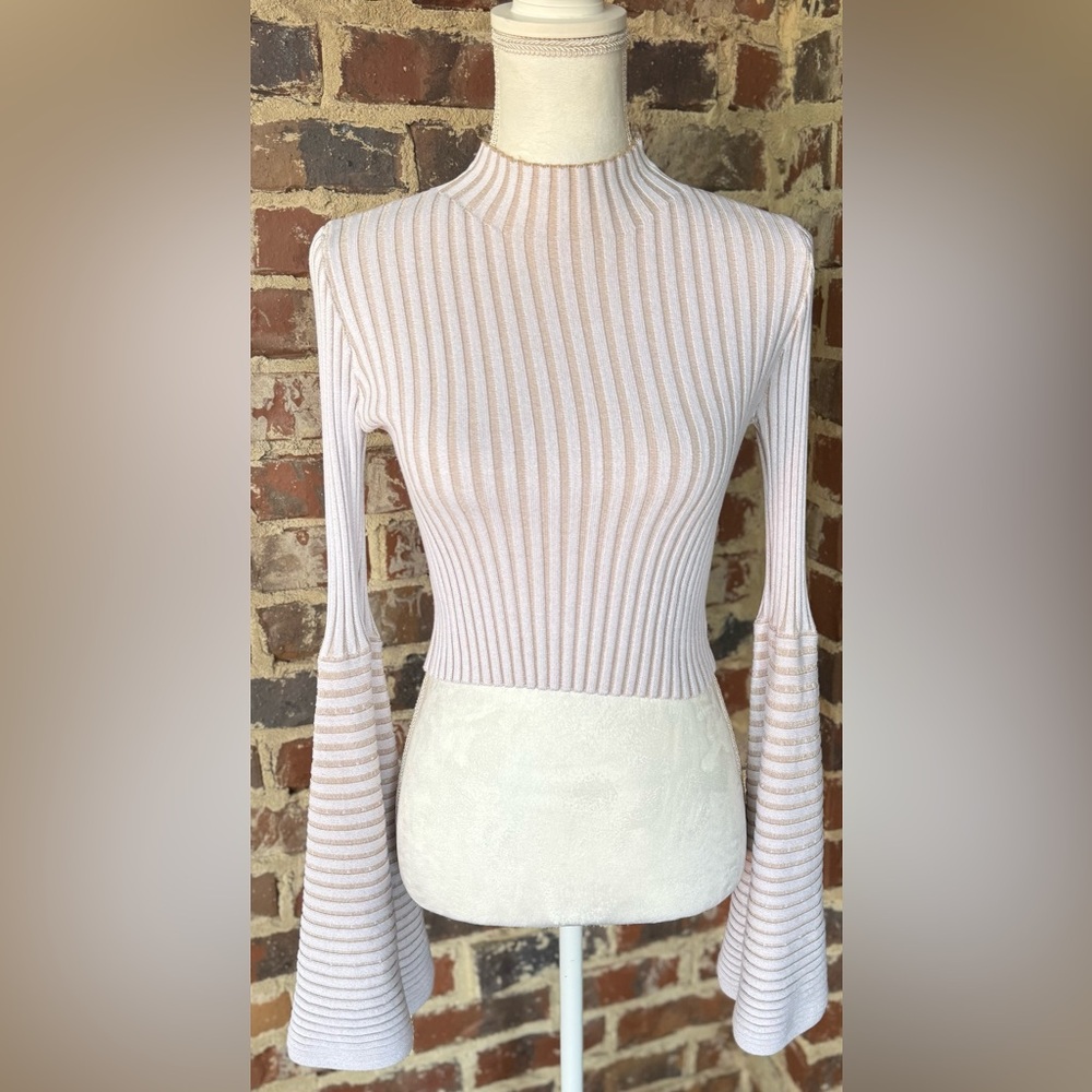 🦋AKIRA Beige and White Striped Knit Top